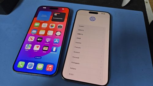 iPhone with a freshly replaced screen showing a clear color display after repair in Manor, TX