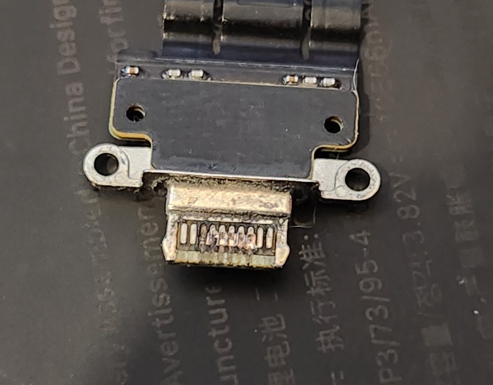 Close-up of a replacement USB-C charging port