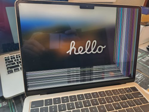 MacBook powering back up after a screen replacement at Device Hero in Manor, TX