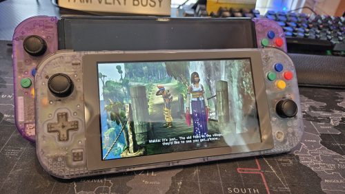 Nintendo Switch with a repaired screen and custom Joy-Con shells at Device Hero in Manor, TX