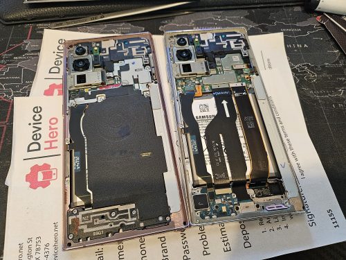 Samsung Galaxy phone opened up for screen replacement at Device Hero in Manor, TX